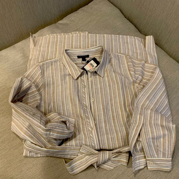 Tommy Hilfiger NWT Women's Linen and Cotton Blend Shirtdress Striped, Size 10 - Picture 2 of 10